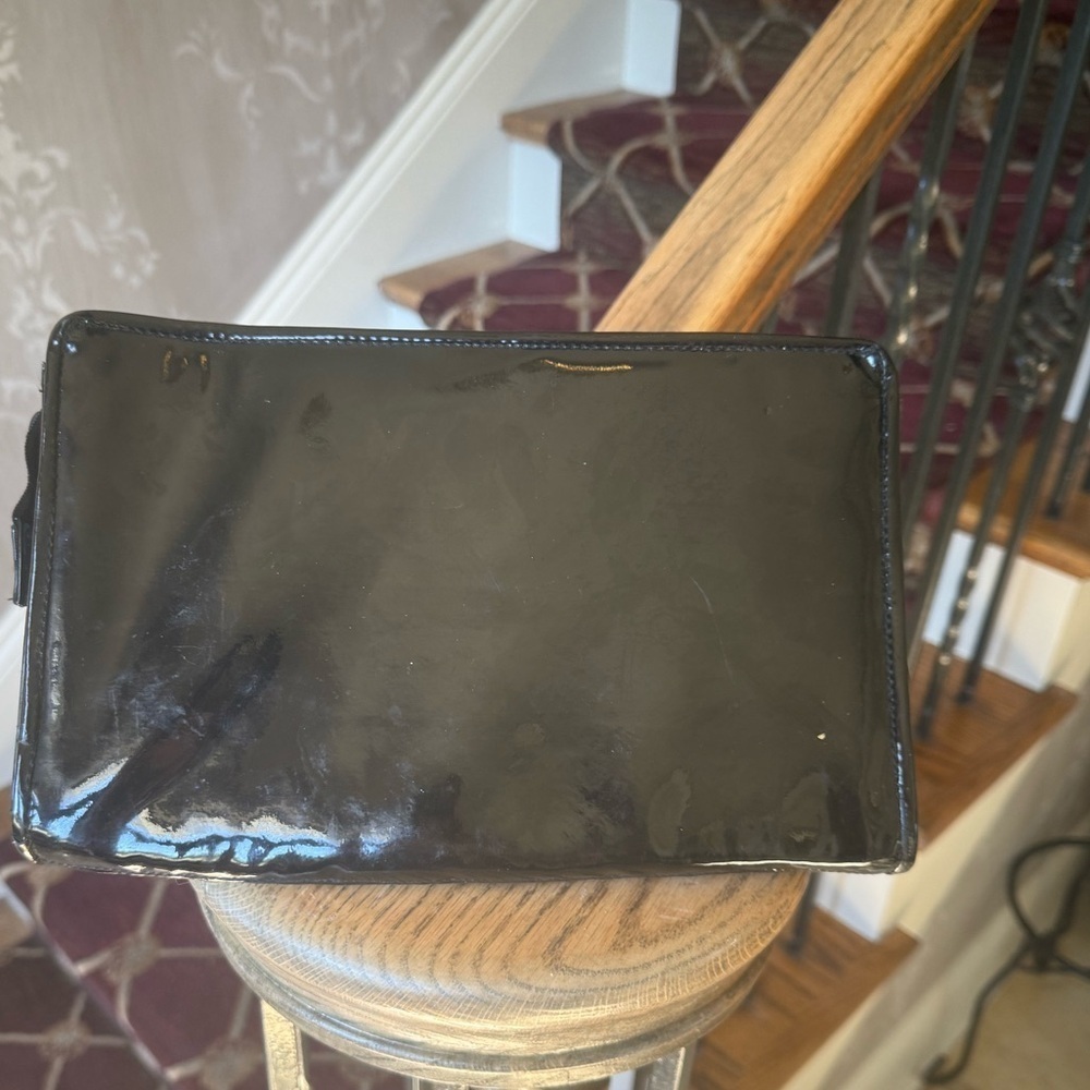 VALERIE BARAD ladies, black patent, leather clutch preowned good condition - Picture 5 of 15